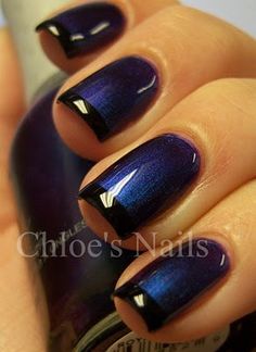 Blue French Manicure, Black French Manicure, Chloe Nails, Makijaż Smokey Eye, Super Nails, Nails French, Black Nail, Ideas Nails