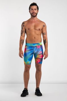 Sustainability Meets Performance. The Performance PRO Eco range uses recycled plastic bottles, fishing nets and ring pulls to create a technical fabric that’s super tough and good for the planet. With sports compression, two pockets, and No-Ride soft-grips for a secure fit during workouts. Description: Tie-Dye Men's Compression Shorts With Two Pockets Recycled Polyester / Spandex Thigh phone pocket + zipper hip pocket Moisture wicking with 4-way stretch Flatlock seams to reduce chafe Invisible s Multicolor Bottoms With Built-in Shorts, Stretch Multicolor Surfing Bottoms, Surfing Bottoms With Built-in Shorts And Stretch, Stretch Surfing Bottoms With Built-in Shorts, Stretch Multicolor Bottoms For Surfing, Multicolor Moisture-wicking Bottoms For Training, Multicolor Athleisure Bottoms For Training, Stretch Bottoms With Built-in Shorts For Surfing, Multicolor Compression Sport Bottoms