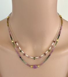 Spiritual Multicolor Faceted Necklace, Multicolor Double Strand Jewelry With Tiny Beads, Multicolor Faceted Round Beads Necklaces, Multicolor Faceted Round Beads Necklace, Beads Jewellery, Length Necklace, Bead Stringing, Beaded Necklaces, Jewelry Inspo