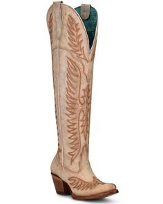 Corral Women's White Embroidery Western Boots - Round Toe, White Tall Cowgirl Boots, Tall Western Boot, Womens Cowgirl Boots, Boot Barn, Handcrafted Boots, Corral Boots, Leather Western Boots, Cowboy Boots Women, Outfit Look