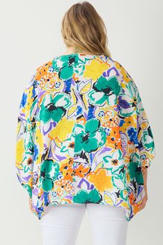 Turn heads in this floral print top! Featuring an asymmetrical sleeve hem and a flattering v-neck, this lightweight woven top is perfect for any occasion. With a button up front and non-sheer fabric, you'll feel confident and stylish. Don't be afraid to bloom in this playful and chic top. Size and FitModel is 5'9" and wearing size Extra Large. Chic Top, Don't Be Afraid, Floral Print Tops, Woven Top, Sheer Fabric, Be Afraid, Sheer Fabrics, Print Top, Feel Confident