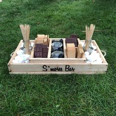 image Wedding Dessert Station, Smores Tray, Smores Bar Wedding, Smores Bar Party, Dessert Station Wedding, S'mores Tray, S'mores Box, Smores Station, Smores Bar