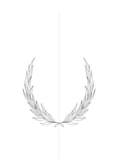 a line drawing of a laurel wreath on a white background with an arrow in the center