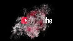 the youtube logo is surrounded by water and sprays in red, white and black