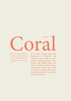 an orange typeface with the words coral in it's center and bottom corner