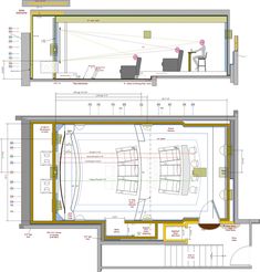 the floor plan for an office with two desks, chairs and a computer monitor