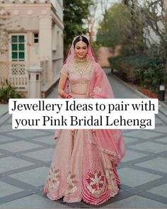 Pink Lehenga Jewellery Ideas, Lehenga Jewellery Ideas, Lehenga Jewellery, Japanese Pearls, Velvet Lehenga, Indian Bridal Jewellery, Satin Fashion, Pink Lehenga