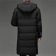 SPECIFICATIONS Thickness: Thick （Winter) Lining Material: Polyester Material: Polyester Applicable Season: Winter Gender: MEN Down Content: 90% Clothing Length: long Filling: White duck down Down Weight: 200g-250g Closure Type: zipper Hooded: Yes Fabric Type: Broadcloth Sleeve Length(cm): Full [20240126] Winter Hooded Sport Coat In Solid Color, Winter Hooded Solid Sport Coat, Winter Hooded Sport Coat, Hooded Solid Color Winter Sport Coat, Hooded Solid Color Sport Coat For Winter, Winter Hooded Jacket With Stand Collar And Pockets, Black Winter Sport Coat With Double-lined Hood, Solid Winter Sport Coat With Stand Collar, Winter Sport Long Coat