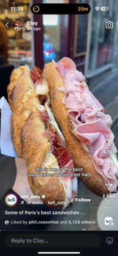 a person holding a large sub sandwich in their hand with the text'this is what they eat and how to use it? '