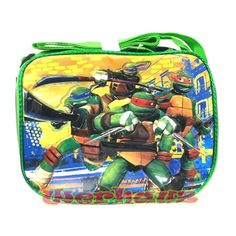 a lunch box with an image of teenage mutant ninjas on the front and back