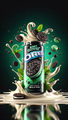 an advertisement for oreo milk and cookies