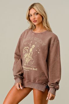 Country Deep Urban Cowboy 1980's mechanical Bull Vintage pigment acid washed crew split tail sweatshirt available in Acid vintage wash Brown SIZING Small- Underarm Pit to Pit- 21 inches Medium- Underarm Pit to Pit 22 inches Large Underneath Pit to Pit 23 Inches This relaxed fit Crew neck sweat shirt is mineral washed to look and feel just like your favorite vintage sweatshirt. Split tail at the bottom Made from 100% ringspun cotton, the fabric is substantial but washed down and exceptionally sof Vintage Acid Wash Distressed Sweatshirt, Vintage Distressed Acid Wash Sweatshirt, Acid Wash Grunge Sweatshirt, Faded Vintage Washed Sweatshirt, Vintage Faded Washed Sweatshirt, Vintage Distressed Crew Neck Sweatshirt, Vintage Washed Crew Sweatshirt, Vintage Acid Wash Cotton Sweatshirt, Washed Grunge Style Relaxed Fit Sweatshirt