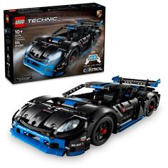 the lego technic race car is in its box