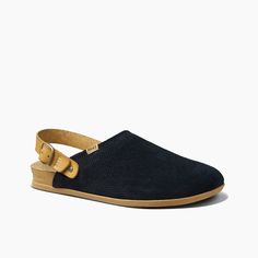 Shop Women's Reef Cushion Sage Suede Slip-Ons in Black at REEF. Premium suede upper, super soft cotton lining, adjustable heel strap. Our most comfortable sandals. Reef Slippers Dames, Slip On Sandal Nordstrom, Affordable Comfortable Summer Slip-ons, Casual Work Shoes, Most Comfortable Sandals, Reef Sandals, Women's Slip Ons, Clogs Style, Suede Clogs