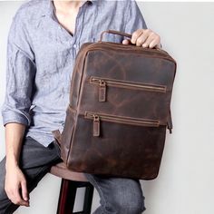 Christmas Day Special offer Flat 70% Off With Free Shipping  ✍✍Free Personalization  Free Gift Wrapping Free Shipping 🎉🎉 HURRY UP ORDER NOW AND GET YOUR ORDER BEFORE CHRISTMAS  🔰 FEATURES: ◾ Unisex Backpack ◾ Made in Full-grain Leather, Excellent Quality ◾ Brown Vintage Color ◾ Padded pocket for laptop in the main compartment ◾ Antique Brass Hardware ◾ YKK Zippers ◾ 2 Pen Holder Slot ◾ Phone Holder and card Holder Slot ◾ Interior Zipper Pocket  ◾ Cotton Lining 🔰🔰 Dimensions 🔰🔰 Height :- 1 Backpack College, Laptop Travel Bag, Backpack Vintage, Father's Day Specials, Brown Leather Backpack, Vintage Backpacks, Unisex Backpack, College Backpack, Folding Umbrella