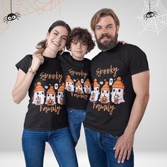 😊 "Hello and welcome to our store!" 🛍️ 🎃"Celebrate the spooky season with our adorable 'Spooky Family' design, perfect for Matching Family Halloween Shirts! 👻 Our soft, unisex Halloween T-Shirt is ideal for any fall activity, whether you're trick-or-treating 🍬 or enjoying a pumpkin spice latte ☕. This comfy shirt, featuring a cute ghost design, is perfect for creating lasting memories with your loved ones this season." Material & Features: *T-Shirt Unisex: 100% Airlume combed & ring-spun co Family Matching Halloween T-shirts, Family Matching Black Tops For Halloween, Family Matching Halloween T-shirt With Letter Print, Family Matching Halloween T-shirt Crew Neck, Halloween Family Matching Crew Neck T-shirt, Family Matching Halloween Tops With Graphic Print, Family Matching Halloween Tops Short Sleeve, Family Matching Halloween Graphic Print Tops, Funny Halloween T-shirt With Short Sleeves