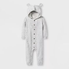 Baby Boys' Nep Bear Hood Romper - Cat & Jack™ Heather Gray 12m : Target Sweater Romper, Heather Gray, Target, Drive