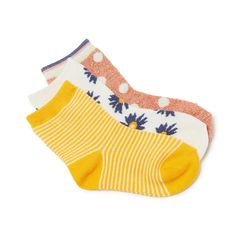 Crown Vintage-Print Kids' Crew Socks - 3 Pack It's the little things. The Print crew socks from Crown Vintage will upgrade your little one's collection of staple accessories thanks to their fun prints and bright hues. Why you'll love them: This set comes complete with three individual pairs of ankle socks, each with playful designs that add a fun touch to each day. How you'll wear them: Bold and bright, this pack features cute patterns that pair perfectly with a crisp pair of white sneakers. Kee Cute Spring Playtime Socks, Staple Accessories, Simple Sundress, Cute Patterns, Crown Vintage, Girls Prints, Kids Socks, Floral Stripe, The Little Things