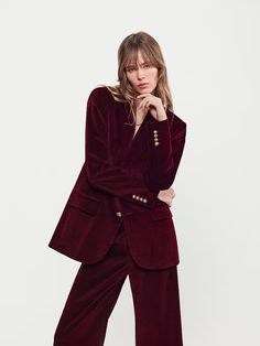 EVERYDAY VELVET BLAZER WINE – FRAME