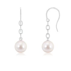 Held by glistening cable chains, the dangling Akoya cultured pearls look simply enchanting. These fishhook solitaire pearl earrings are crafted in 14k white gold. Akoya Pearl Earrings, Freshwater Pearl Drop Earrings, Bridesmaid Accessories, Akoya Pearls, Freshwater Cultured Pearls, Pearl Drop Earrings, Pearl Drop, Cultured Pearls, Cable Chain