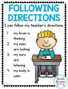 a poster with the words following directions for students to use on their own worksheets