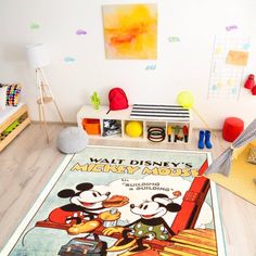 mickey mouse's merry madder rug in a child's room