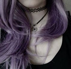 Purple Hair, A Black, Choker, A Woman, Purple, Hair, Black