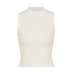 COTTON JERSEY MOCK NECK TANK | BONE Toddler Top, Mock Neck Tank, Mock Neck Top, Across Body Bag, Organic Cotton Fabric, Base Layer, White Top, Jersey Fabric, Basic Tank Top