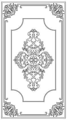 an ornate frame with scrolls and swirls on the edges, in black and white