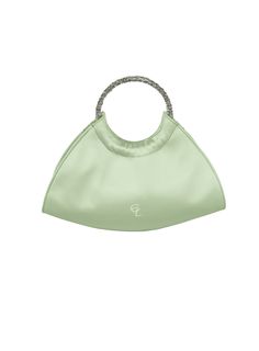 Journey Satin Sac Mint - Elizabeth Laine Chic Evening Bag With Round Handle, Elegant Evening Clutch With Round Handle, Chic Evening Clutch With Round Handle, Elegant Evening Bag With Handles, Elegant Party Evening Bag With Handle Drop, Chic Evening Clutch With Top Carry Handle, Top Handle Evening Bag For Parties, Top Handle Evening Bag With Handle Drop For Party, Evening Bags With Pearl Handle