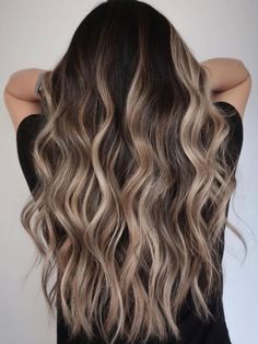 Dark Hair with Blonde Balayage Dark Brown With Blonde Balayage, Darker Blonde Balayage, Dark Brown To Blonde Balayage, Balage Hair, Balayage Hair Ideas, Ombre Hairstyles, Dyed Hair Ombre, Blonde Hair With Roots