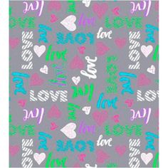 a gray background with colorful hearts and the words i love you in pink, blue, green