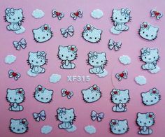 Stickers Hello Kitty, Hello Kitty Nail, Hello Kitty Nails Art, Kitty Nail, Kawaii Nail Art, Nail Art Glitter, Nail Stickers Decals, Hello Kitty Nails, Nail Art Stickers Decals