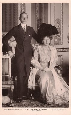 an old black and white photo of a man and woman