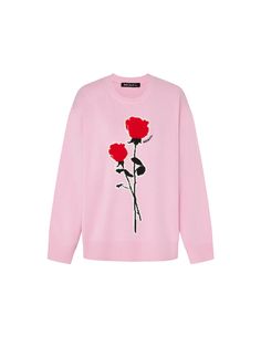 MO&Co. Women's Rose Embroidered Wool Sweater Features : - Embroidered and jacquard rose pattern- Loose fit, drop shoulder, ribbed straight hem- 100% warm wool Code: MBC1SWTT07The back length of size S is 62.5cmMATERIALS & CARE Material: 100% WoolNot water wash, do not bleachDry flat in the shade, do not tumble dryLow temperature iron, professional dry cleaningPlease select your own size in the size chart according to your figure and serve model size as a guideline. Embroidered Wool, Beige Sweater, Sweater Pullover, Rose Pattern, Wool Sweater, Pink Sweater, Wool Sweaters, Drop Shoulder, Loose Fitting