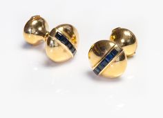 Vintage Sapphire Gold Cufflinks Sapphire Cufflinks, Vintage Sapphire, Genuine Love, Gold Cufflinks, Mens Gold, Cuff Links, Buy Vintage, Antique Jewelry, Cufflinks