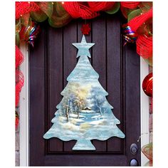 a christmas tree painted on the front door