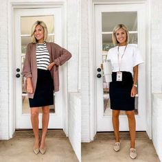 30+ Teacher Workwear Looks for Back to School - Loverly Grey Black Pencil Skirt Outfit, Pencil Skirt Outfits Casual, Flare Black Pants, Black Skirt Outfits, Teacher Outfits Fall, Teacher Dresses, Teacher Wardrobe, Pencil Skirt Outfits, Business Casual Outfits For Work