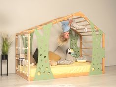 Montessori Gym Bed Jungle Gym Toddler Bed Indoor Gym Bed - Etsy Bunk Bed Canopy, Scandinavian Bedding, Wooden Play Gym, Indoor Playhouse, Indoor Gym, Bed Platform, Bed Legs, Toddler Beds, Jungle Gym