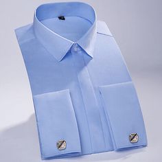 Great shopping ideas for Mens Dress Shirts Clothes Luxury Business Formal French Cuff Casual Shirts Tops, women's dresses Classic Blue Shirt With Cuffed Sleeves, Formal Spring Shirt With Cuff, Formal Summer Shirt With Cuffed Sleeves, Formal Spring Shirt With Cuffs, Summer Formal Shirt With Cuffed Sleeves, Spring Formal Cuff Shirt, Classic Shirt With Cuffed Sleeves In Solid Color, Classic Shirt With Cuffed Sleeves, Office Shirt With Cuff Buttons