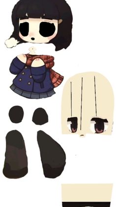 the paper doll is cut out to look like it has eyes and hair on her head