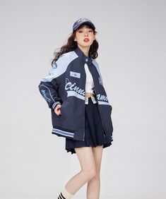 Cinnamoroll Loose Jacket – DAXUEN | Streetwear & Aesthetics Motorcycle Jacket Women, Racer Jacket, Tomboy Outfits, Elegante Casual, Hip Hop Streetwear, Retro Women, Street Style Chic, Style Chic, Casual Elegance