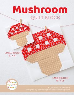 the sewing pattern is showing how to make a mushroom quilt block with two blocks on each side