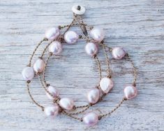 Blush Baroque WRAP ~ handspun ROPE ~ bracelet ~ anklet ~ necklace ~ hair jewelry ~ versatile ~ minim Peacock Pearls, Minimalist Beauty, Puka Shell, Color Shapes, Blue Necklace, Braided Bracelets, Baroque Pearls, Hair Jewelry, Rope Bracelet