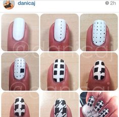 Do it yourself houndstooth Houndstooth Nails, Handmade Ice Cream, Homemade Facial Mask, Finger Nails, Flower Nail, Handmade Knives, Nail Art Tutorial, Nail Tutorials, I Did It