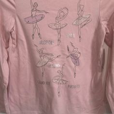 Nwt Pink, Long Sleeve, Ballet T-Shirt Stretch Crew Neck Top With Character Print, Graphic Tee With Character Print And Long Sleeves, Long Sleeve Graphic Tee With Character Print, Pink Long Sleeve Pre-shrunk T-shirt, Long Sleeve T-shirt With Character Print In Relaxed Fit, Pink Pre-shrunk Long Sleeve T-shirt, Relaxed Fit Long Sleeve T-shirt With Character Print, Spring Long Sleeve T-shirt With Character Print, Cotton Long Sleeve T-shirt With Character Print