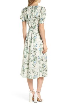 Lauren Botanical Garden Print Midi Dress,                          Alternate,                          color, Bone/ Blue Gal Meets Glam Collection, Gal Meets Glam, Garden Print, Print Midi Dress, Printed Midi Dress, Botanical Garden, Nordstrom Dresses, Style Icon, Floral Print Dress