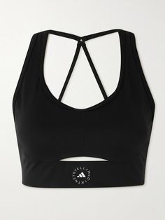 A lattice of slim back straps give adidas by Stella McCartney's 'TrueStrength' sports bra total ease of movement. With compressive, medium support ideal for circuits, dance or spin class, it's made from smooth recycled stretch-jersey with a breezy cutout in the underband, and removable cup padding. Slim Back, Simplicity Fashion, Stella Mc, True Strength, Flat Dress Shoes, Spin Class, Dress Flats, Sport Swimwear, Exclusive Dress