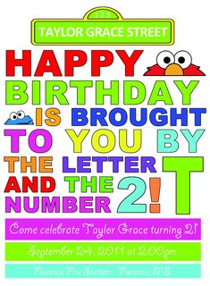 a birthday card with the words happy birthday is brought to you by the letter and the number 21