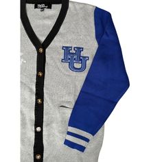 Make a bold statement and wear your Hampton pride with this one-of-a-kind and comfortable cardigan sweater, perfect for any alumni, students or supporters. Made with the highest quality materials, this sweater is designed to keep you warm and cozy while representing Hampton. Features:- Official Hampton University logo embroidered on the chest- Large "HU" Logo Chenille patch- Classic cardigan design with a tortoise shell button-up front- Two front pockets (deep enough to fit a phone and other ess